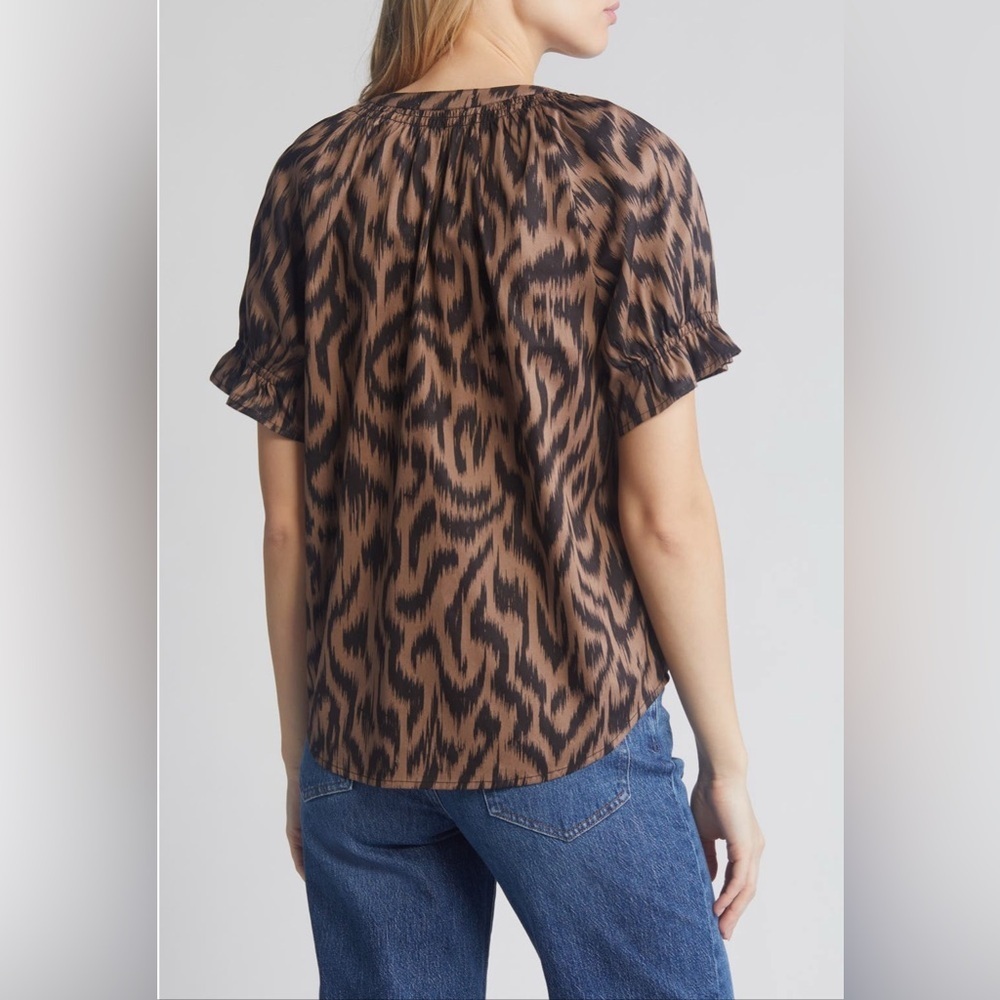 Wit & Wisdom Brown/Black Patterned Women's Top Size XS - Picture 7 of 15
